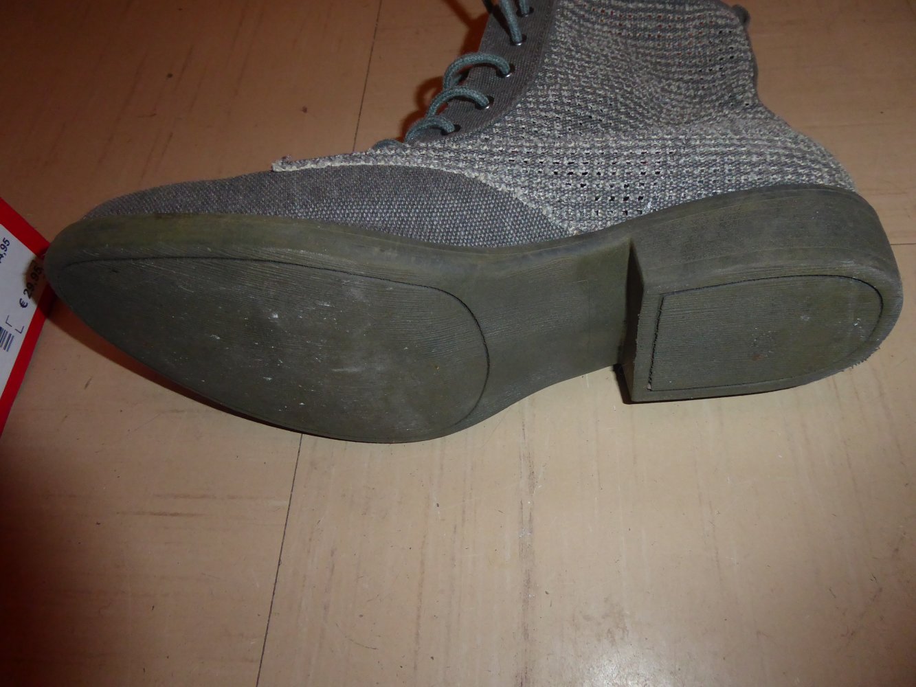 Damen Stiefelette Gr. 42 grau Boots wie NEU Textil Stiefel Schuhe perforiert