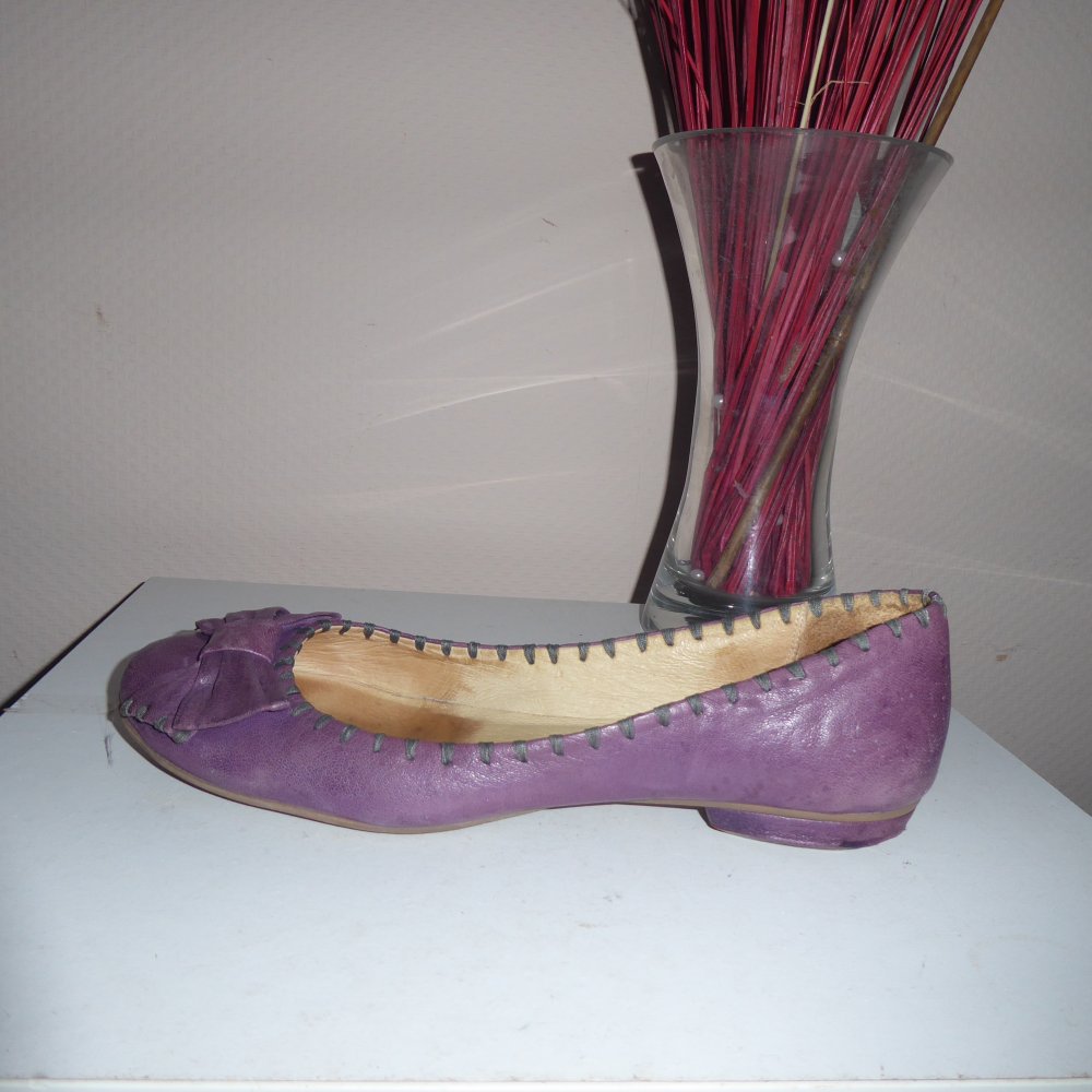 Damen Leder Balerina 42 lila Schuhe Halbschuhe Lederschuhe Zanon & Zago