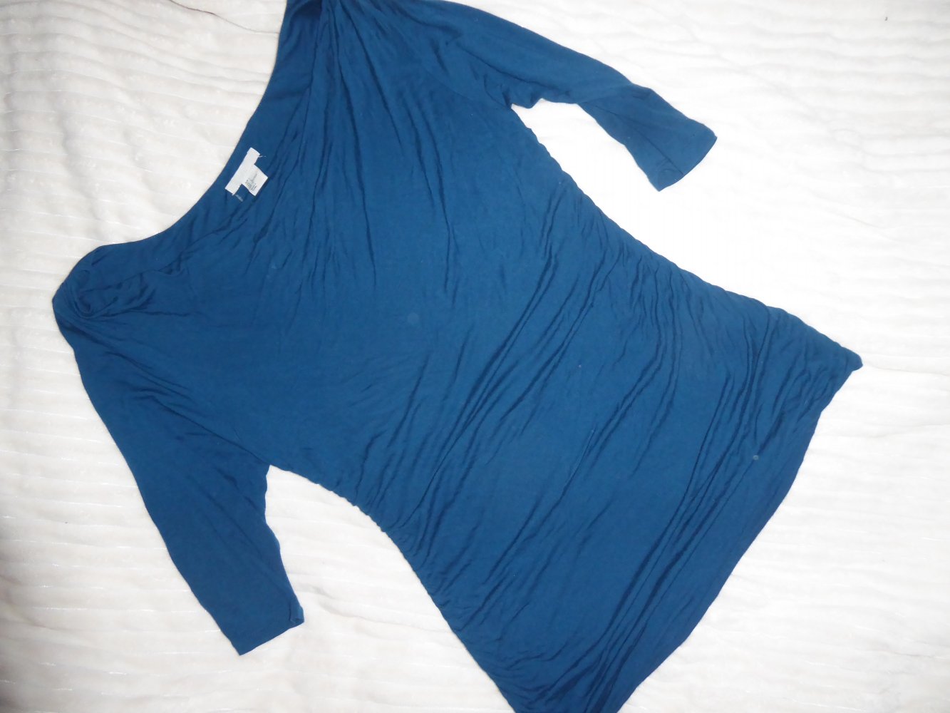 Damen Shirt Tunika L 40 42 petrol gerafft neuwertig H und M Viskose