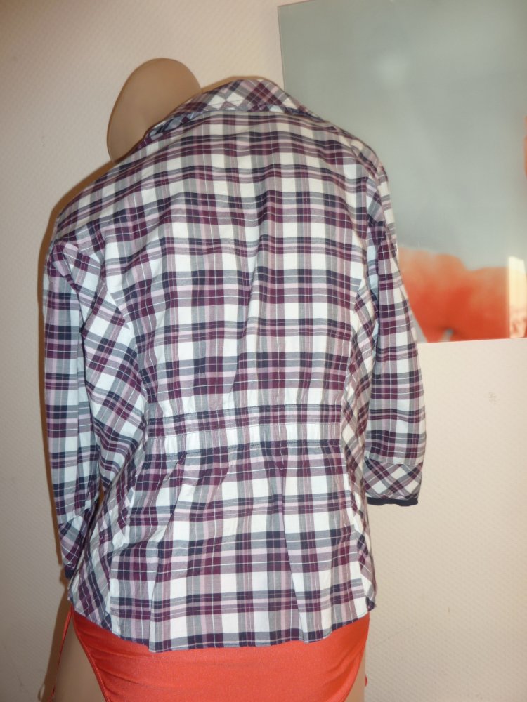 Damen Original Gerry WEBER Bluse Gr. 44 L XL beere schwarz Caro Brust 60 cm BW