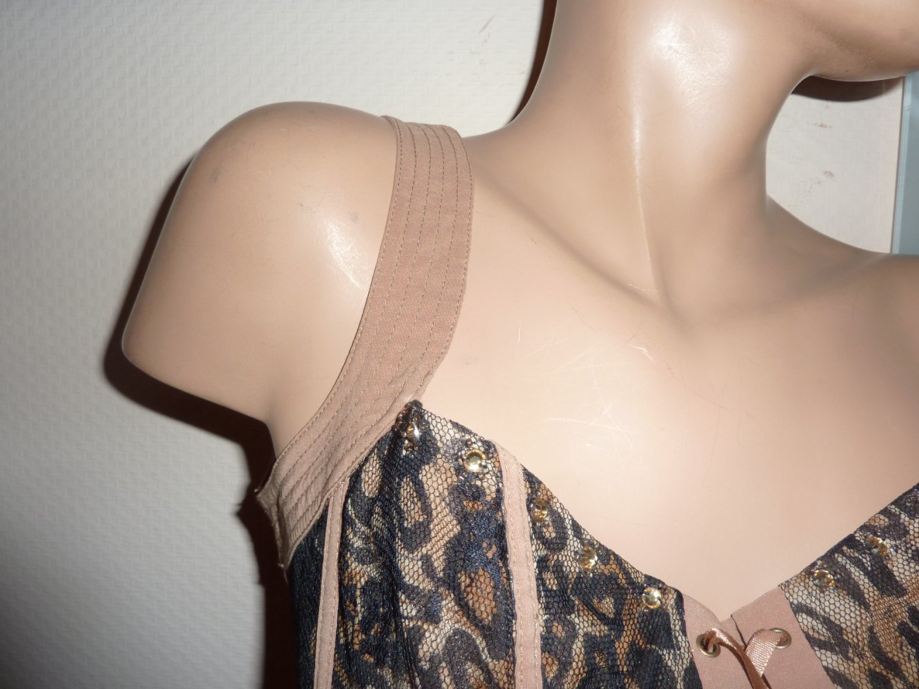 SEXY Corsage Top NEU Gr. L wie M 38 40 Leo Animal Leopard braun beige LOVIE