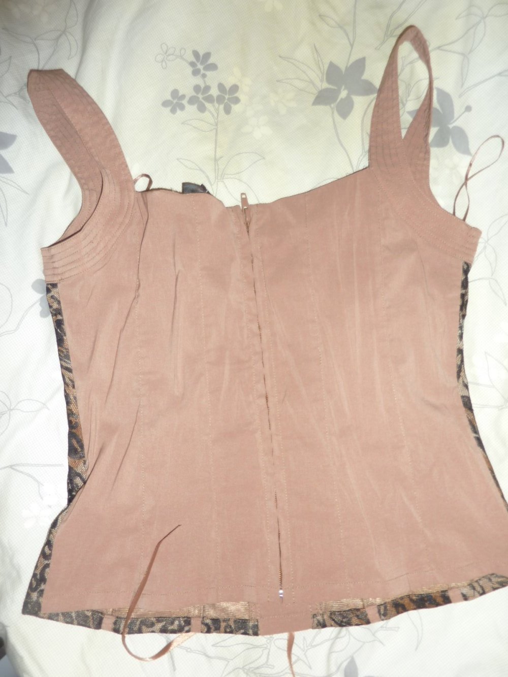 SEXY Corsage Top NEU Gr. L wie M 38 40 Leo Animal Leopard braun beige LOVIE