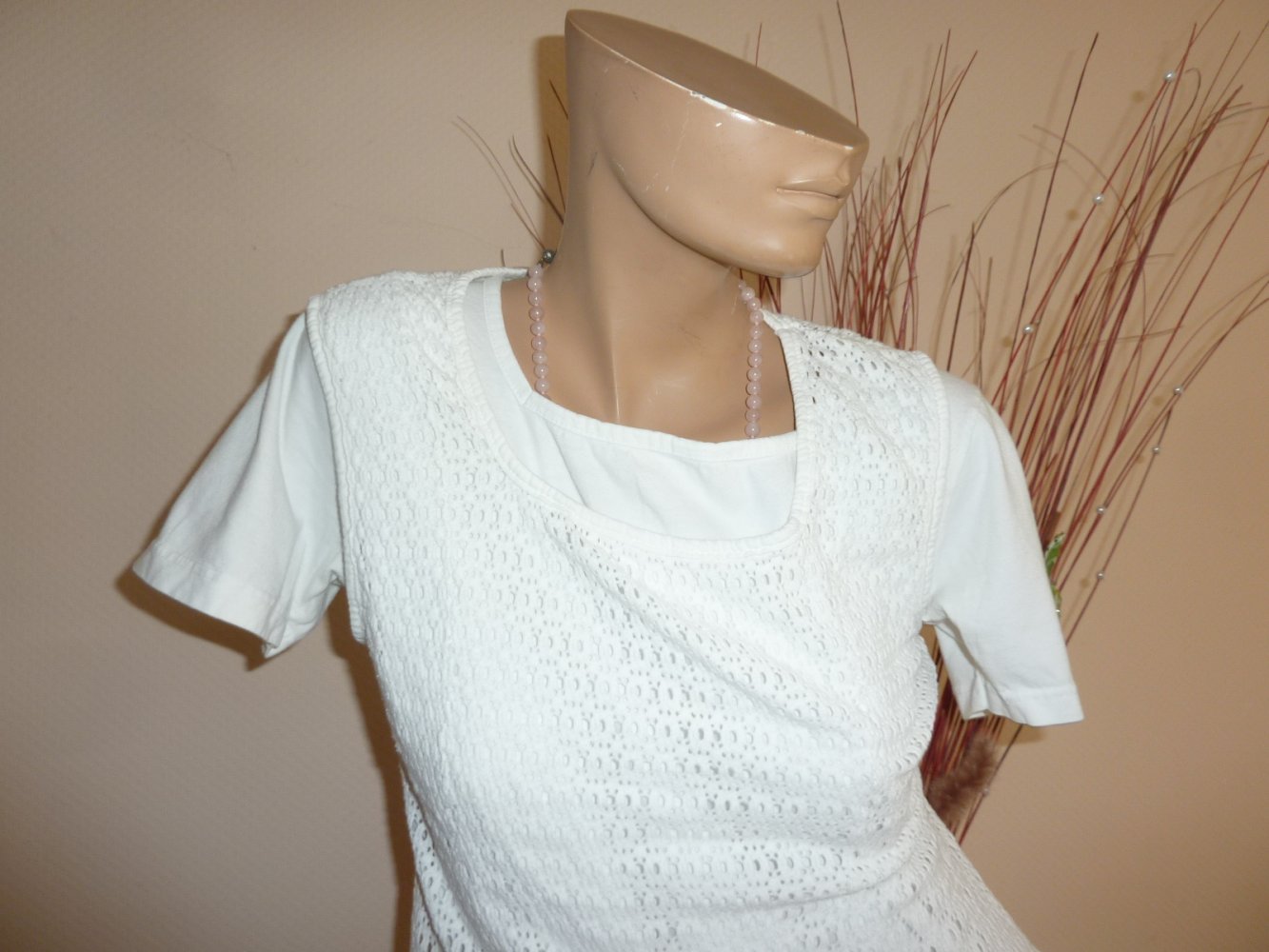 Set Kleid 40 M kurz weiß Shirtkleid Minikleid 2 teilig Longshirt  Sommerkleid Longtop