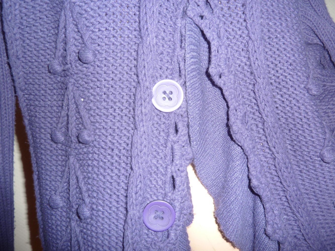 Damen Strickjacke lang Cardigan Strickmantel 44 46 XL lila MIT Baumwolle