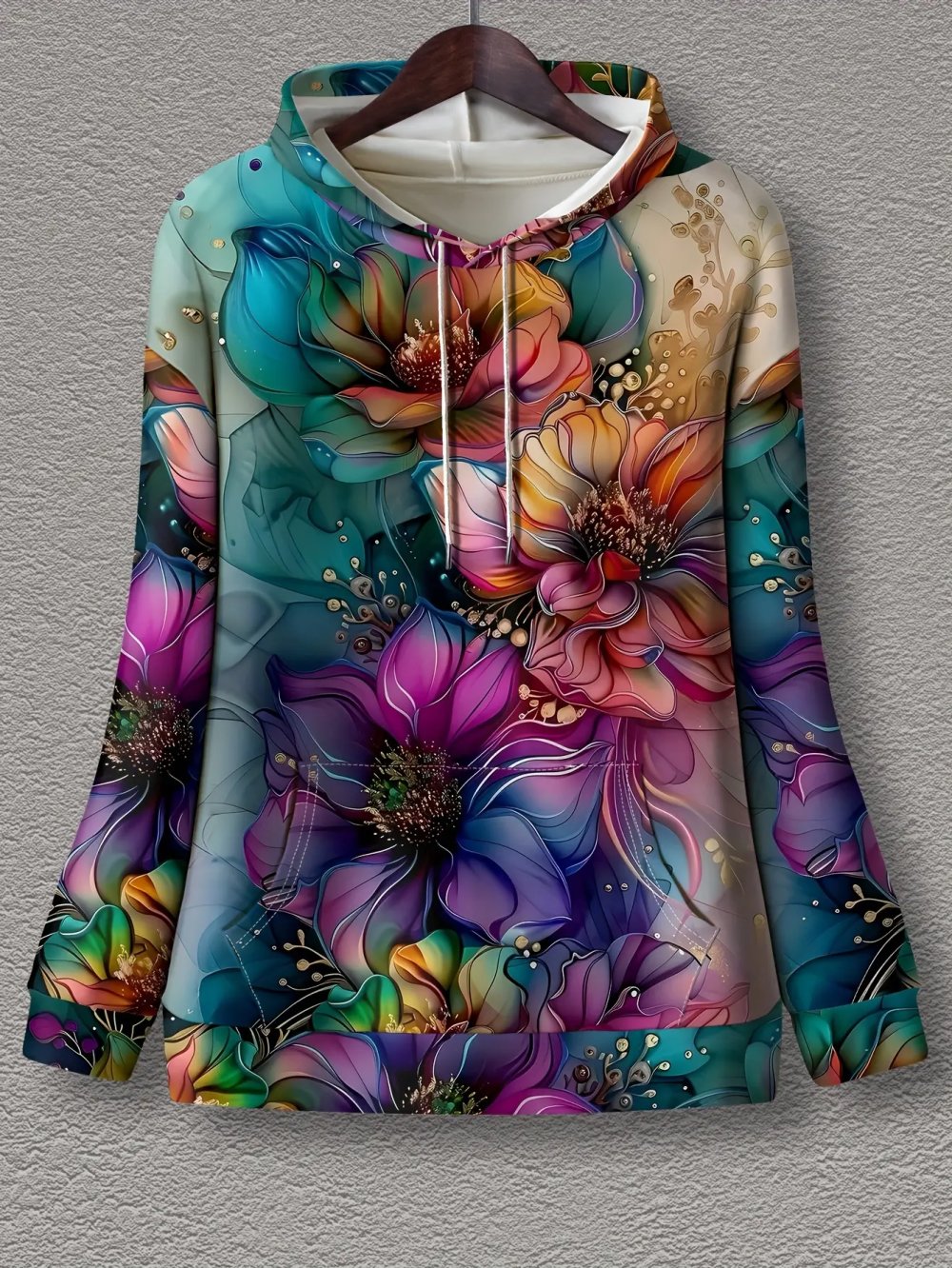 Damen Hoodie NEU JAcke mit Kapuze Kapuzenjacke bunt 4XL 50 52 54 56 58