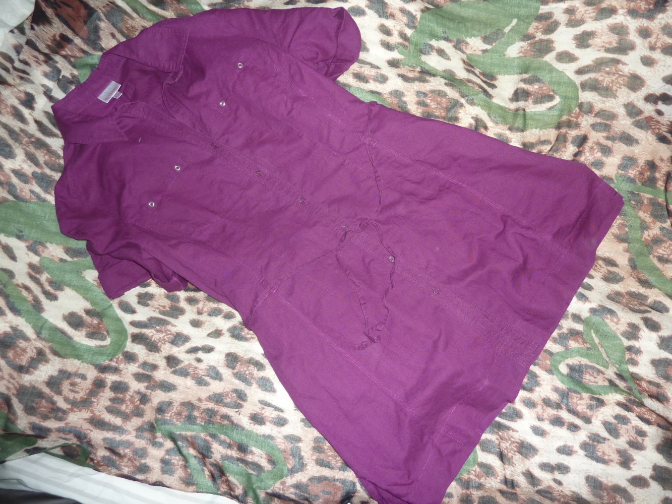 Kleid neuwertig mit LEINEN XL 44 beere Leinenkleid Sommerkleid Hemblusenkleid Minikleid