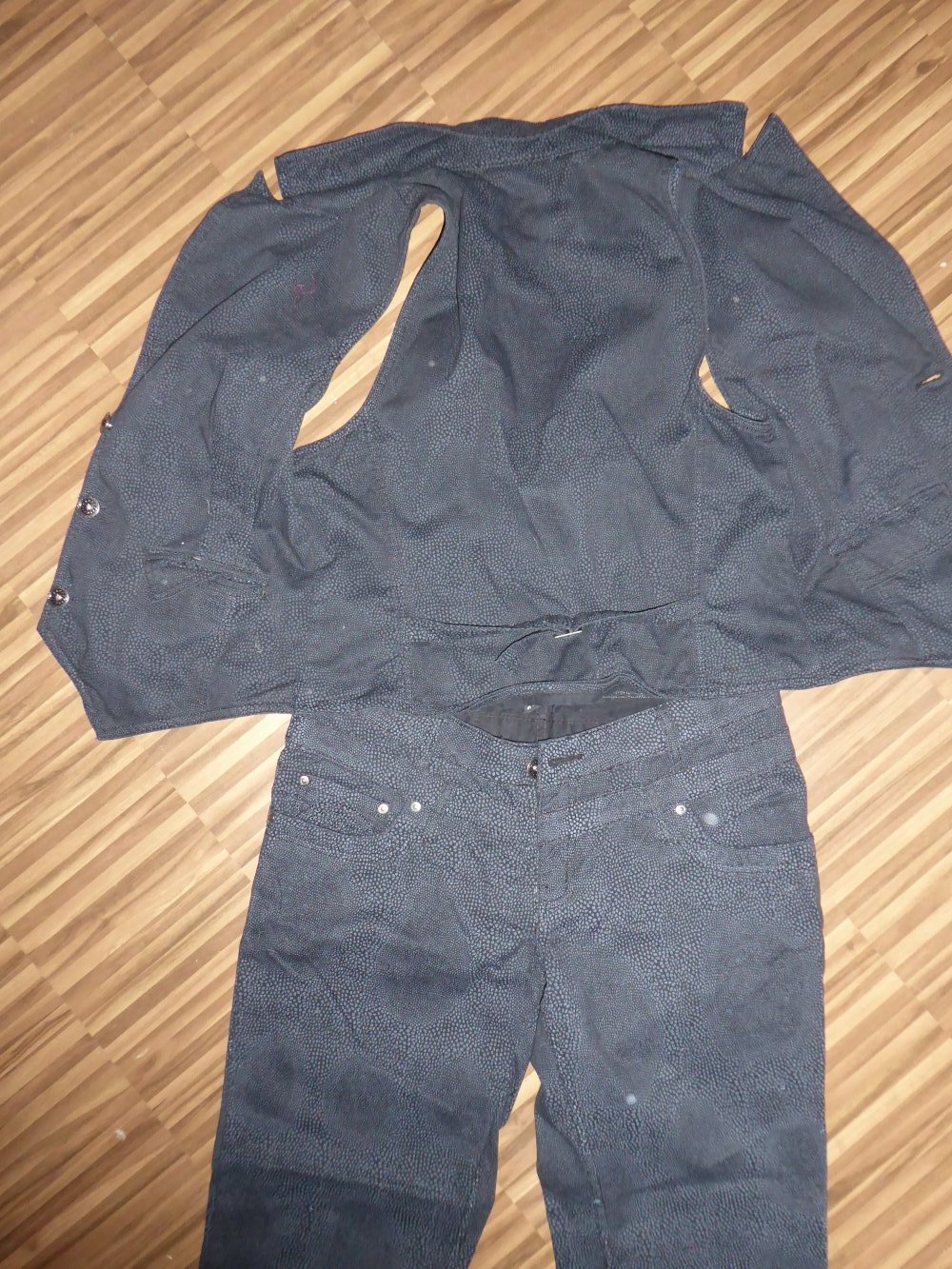 Damen Zweiteiler Weste Hose Gr. 40 42 L M schwarz anthrazit 7/8 Bermuda Combi