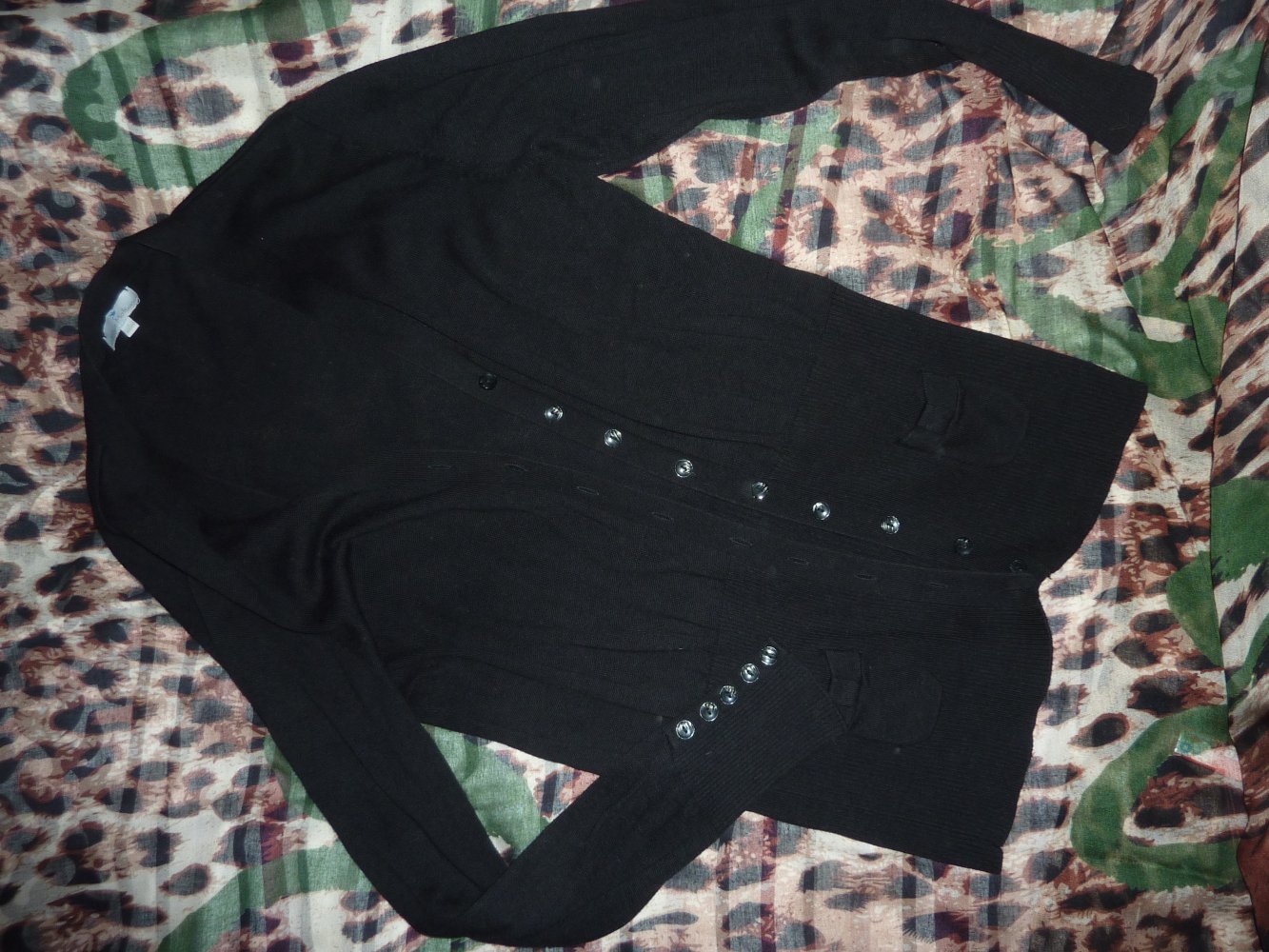 Damen Jacke Strickjacke Cardigan L 42 44 (46) schwarz Baumwolle Viskose Bleu Motion