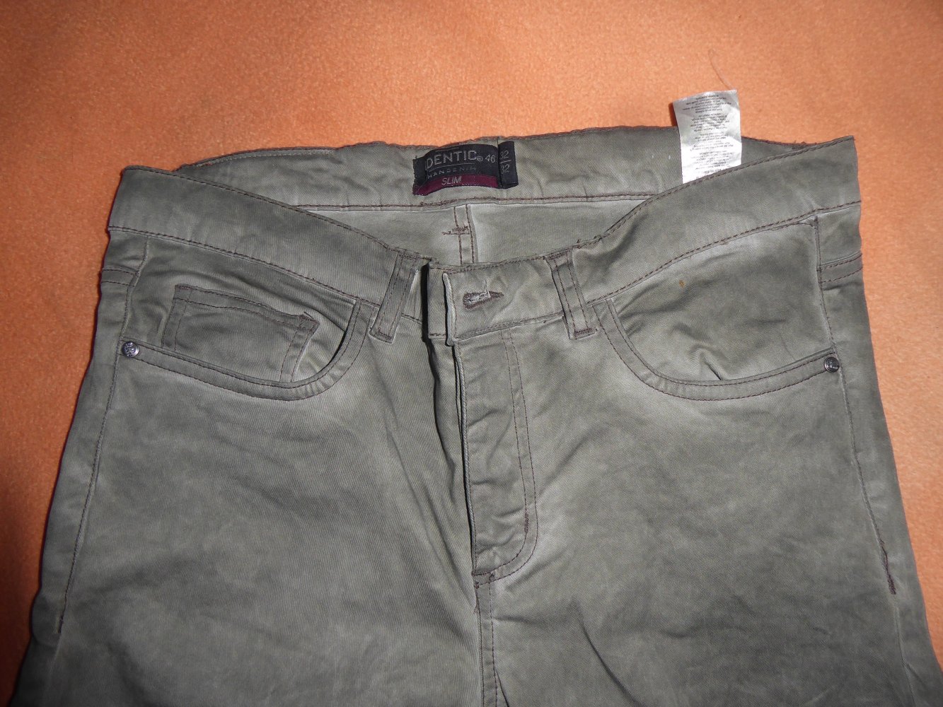 Herren Hose oliv khaki 46 W32 L32 Indentic slim Baumwolle Sommerhose 