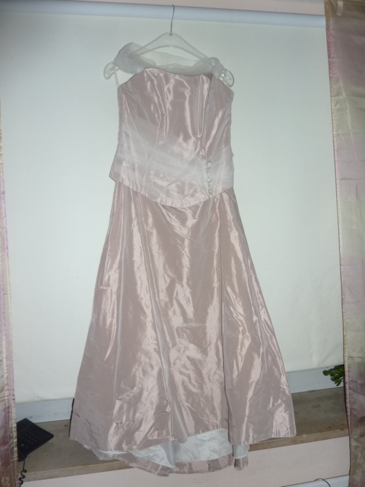 Abendkleid Brautkleid schlicht altrosa Crashtaft Gr. 42 L Individuell NP 690,-