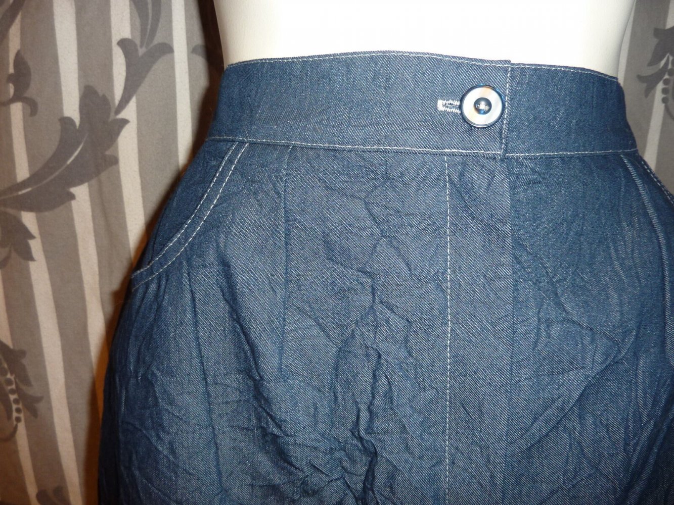 Rock NEU Gr. 38 40 S M kurz blau crash Jeansrock Minirock Jeansoptik Damenrock