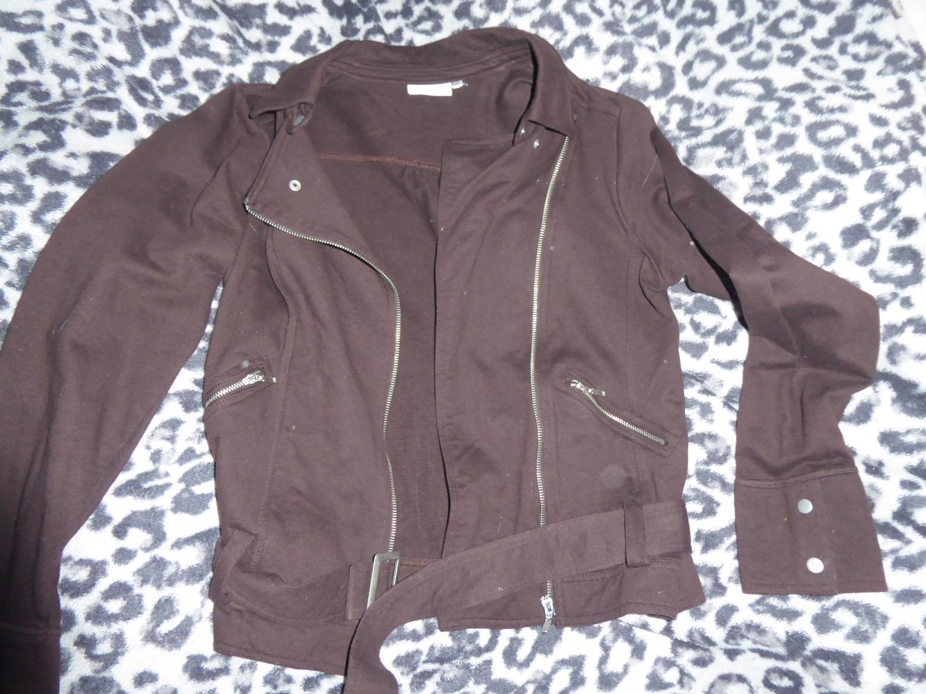 Damen Jacke Bikerjacke Bickerstil Sweartjacke Baumwolle wie neu M 40 38 braun