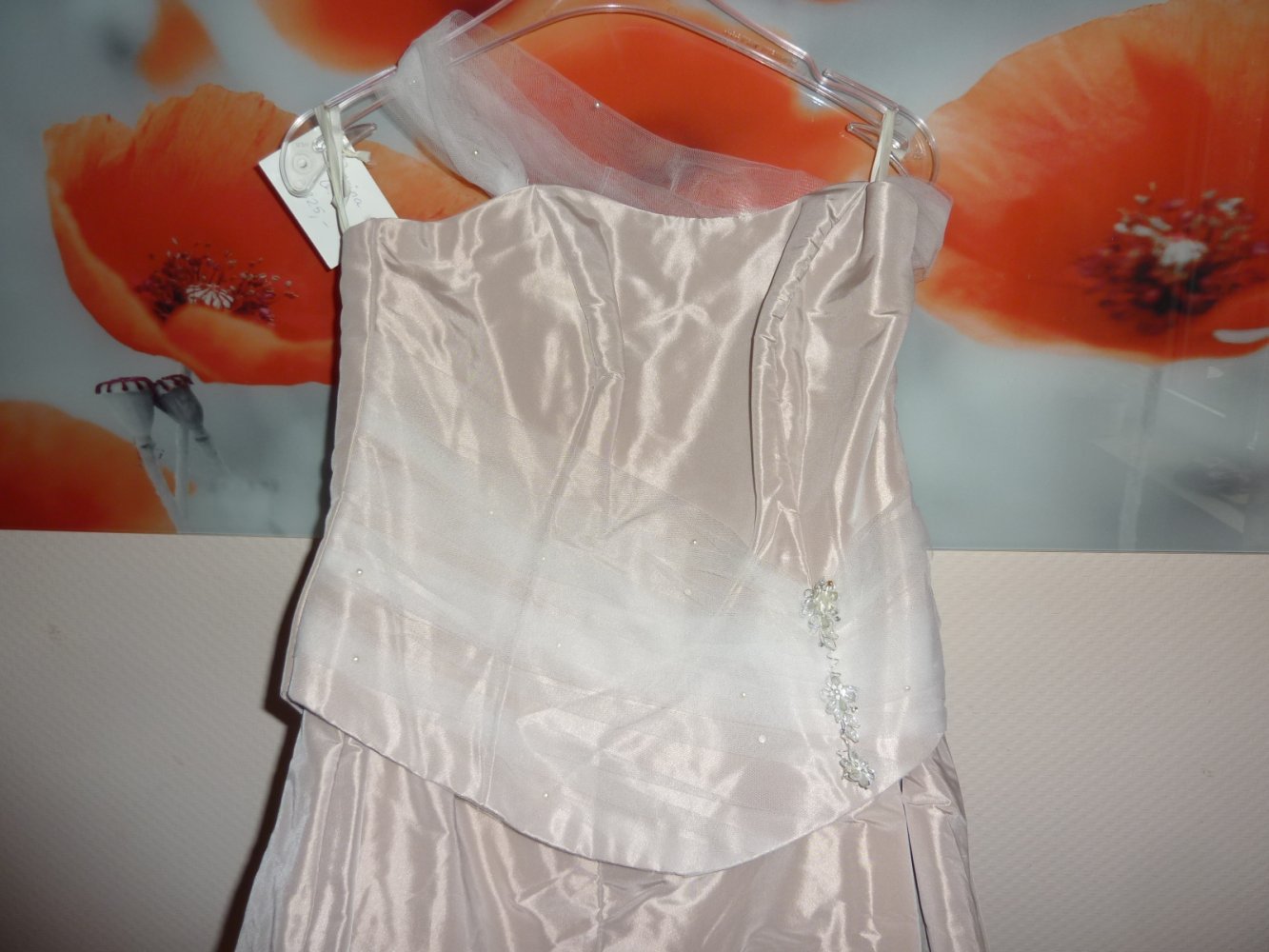 Abendkleid Brautkleid schlicht altrosa Crashtaft Gr. 42 L Individuell NP 690,-