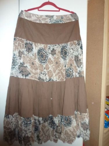 Rock lang NEU S 38 Maxirock lisa campione Sommerrock Stufenrock braun Boho