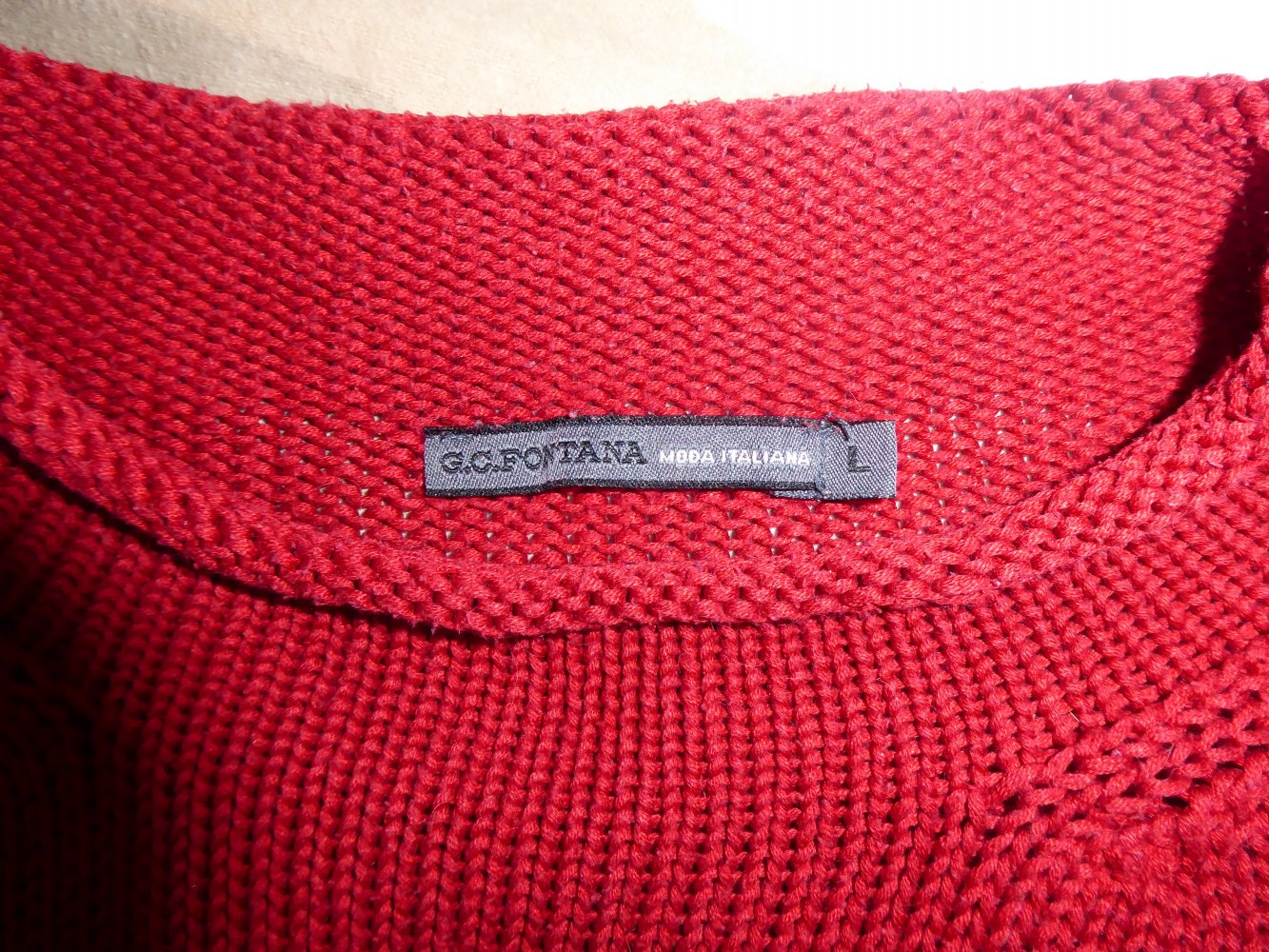Damen Pullover L 42 rot keine Strickjacke Pulli mit Baumwolle Grobstrick
