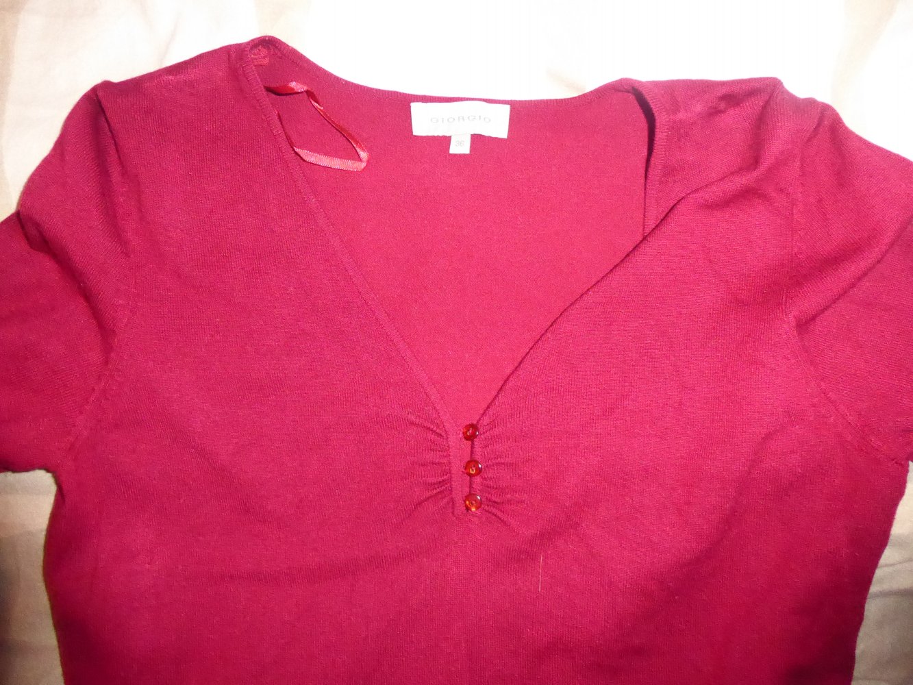 Damen Pullover S 36 evtl 38 rot weinrot bordeaux Feinstrick Pulli mit Viskose Giorgio