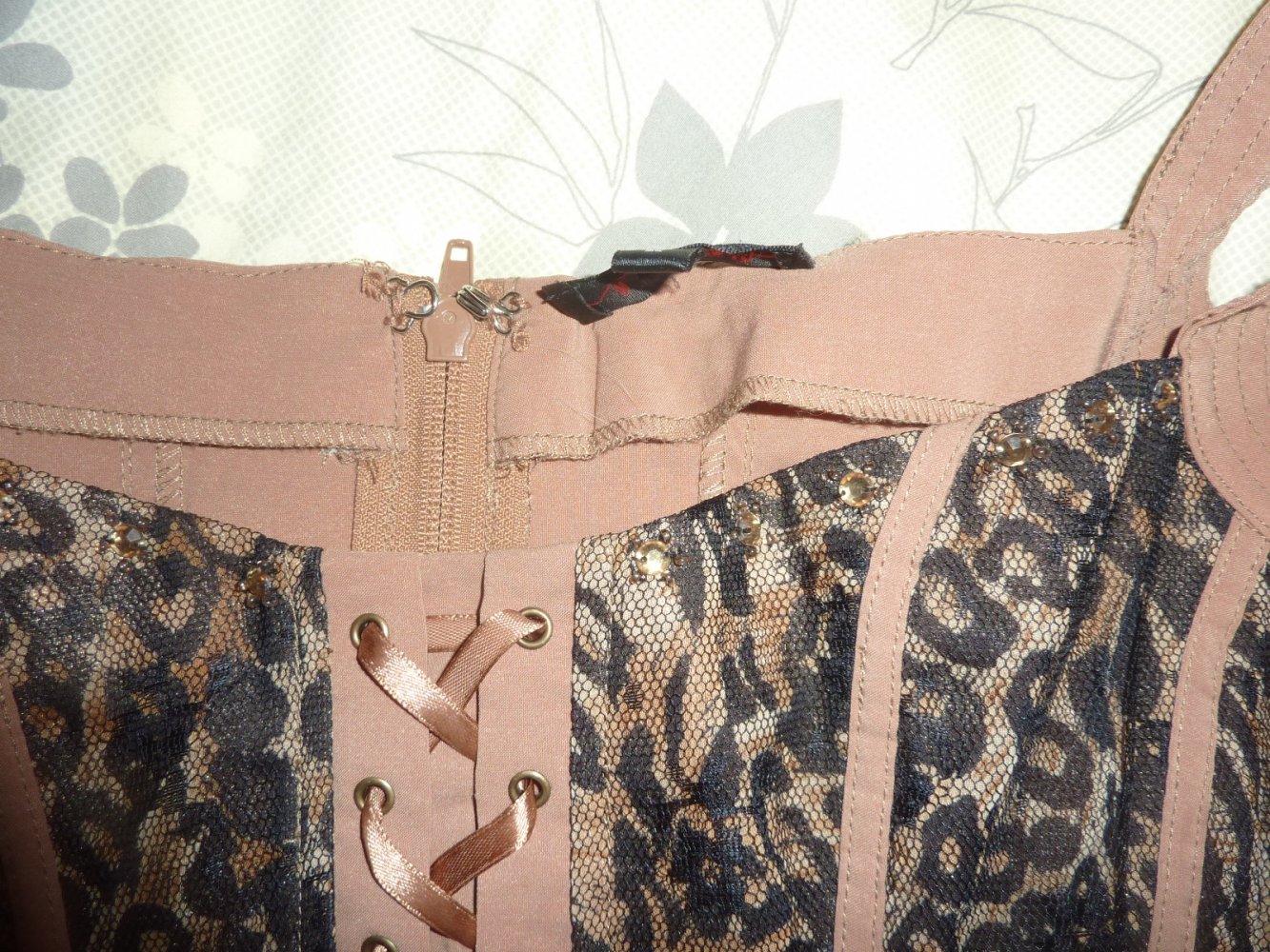 SEXY Corsage Top NEU Gr. L wie M 38 40 Leo Animal Leopard braun beige LOVIE