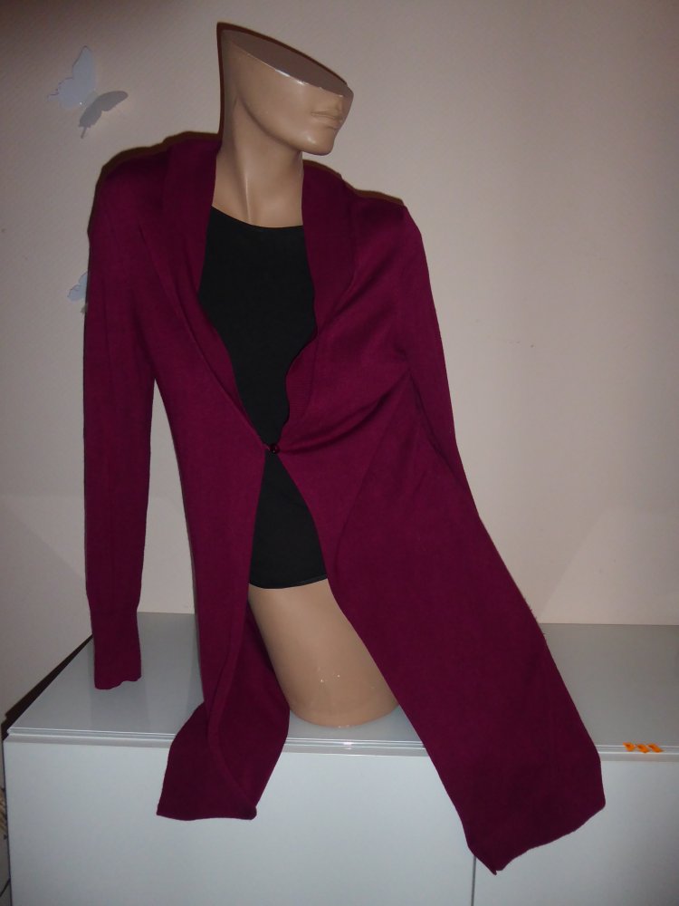 Damen Strickjacke lang L wie M 40 APANAGE weinrot Feinstrick Longjacke Cardigan