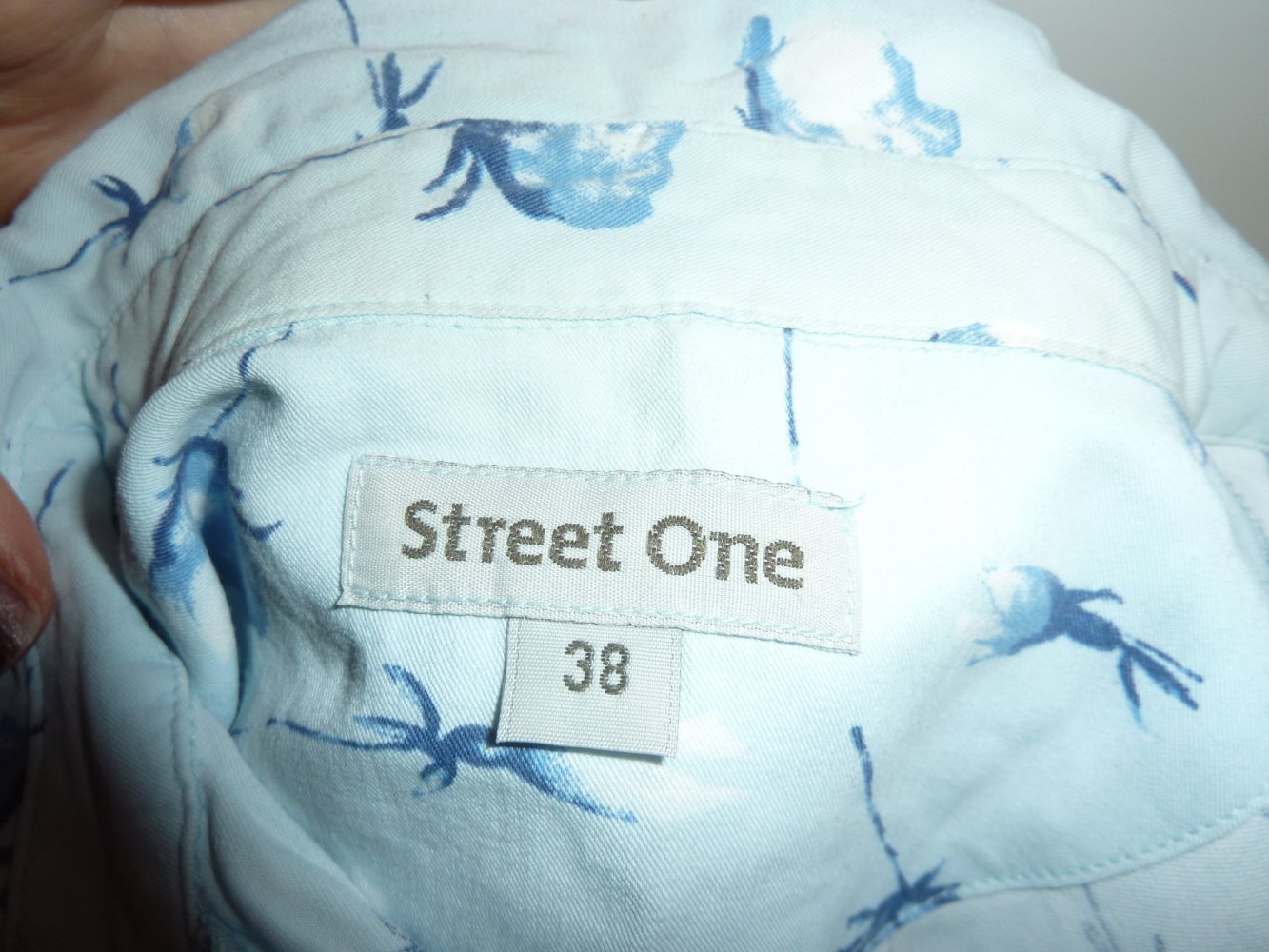  Damen Bluse Gr. 38 S MARKE Street One blau KEINE Tunika kurzarm Viskose Sommerbluse