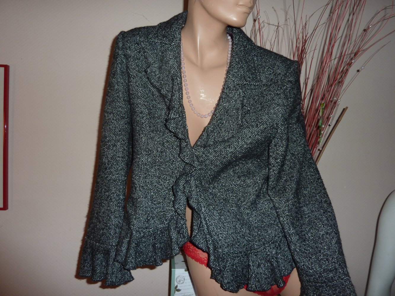 Damen Jacke 40 M Blazer schwarz Kurzjacke Kurzblazer mit etwas Wolle