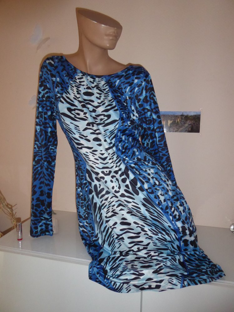 KLeid Minikleid NEU YIZOO Gr. M L 40 42 LEO LOOK blau schwarz Sommerkleid