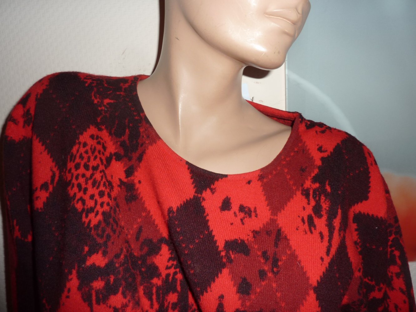 Damen Pullover Gr. 44 L 46 XL 35%Wolle rot Strick Wollpulli Wollpullover Strickpilli Pillu