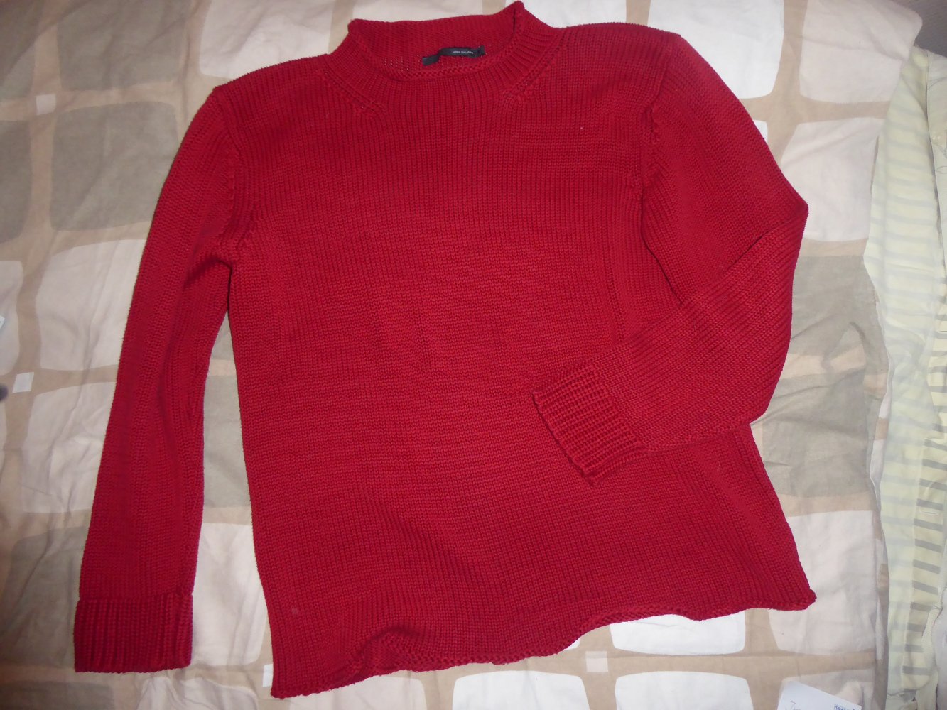 Damen Pullover L 42 rot keine Strickjacke Pulli mit Baumwolle Grobstrick