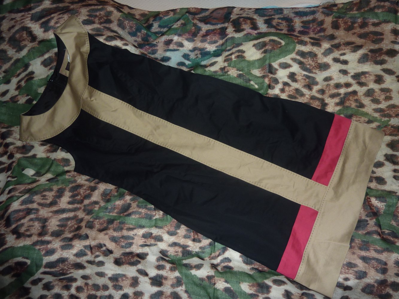 KLeid S 36 S.Oliver NEUwertig schwarz beige Etuikleid Coctailkleid Sommerkleid Baumwolle