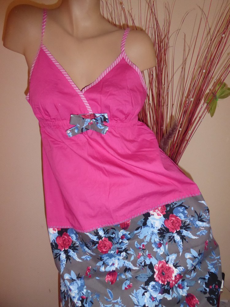 Kleid Sommerkleid 42 wie 40 M NEU Trägerkleid Hängerchen pink blau Baumwolle