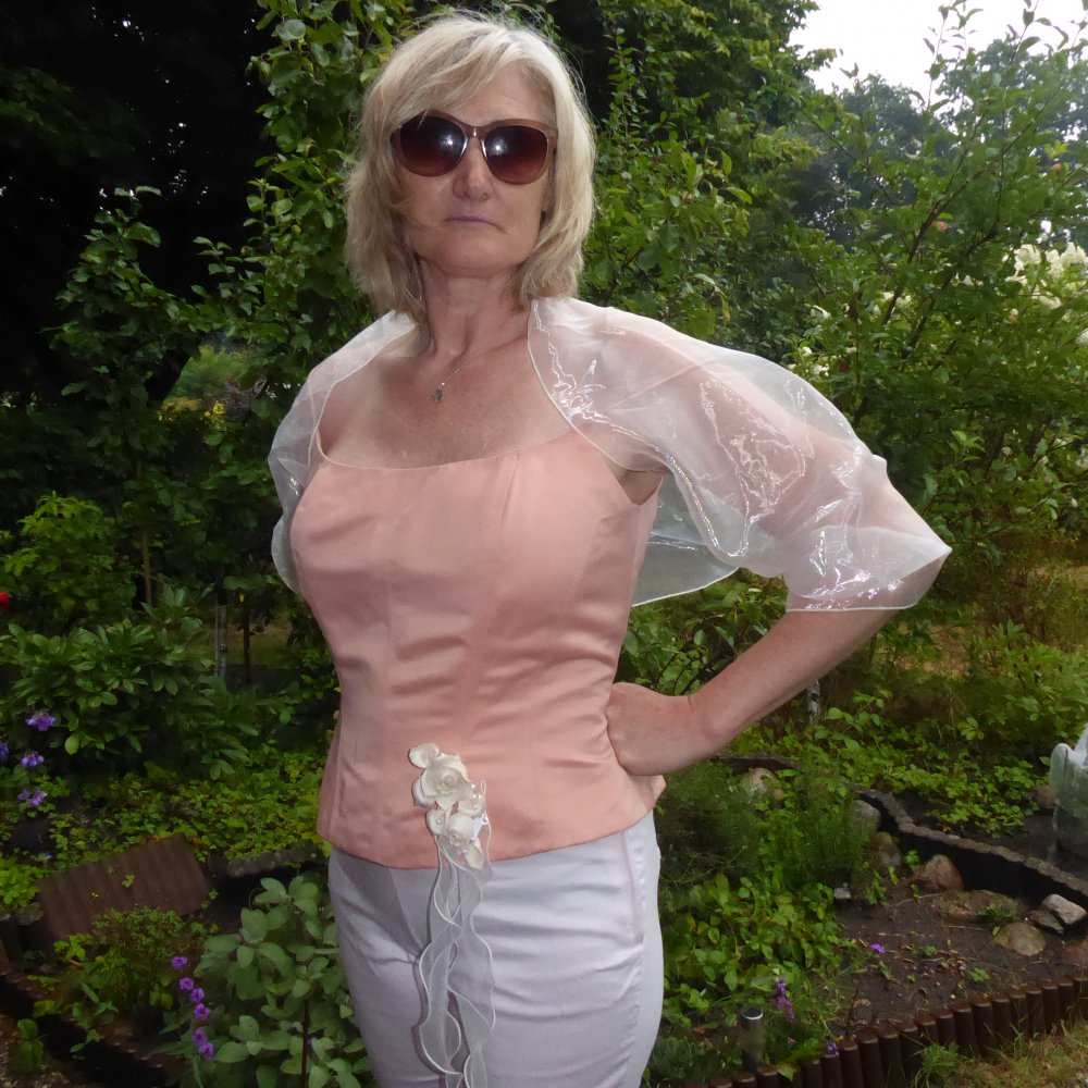 Boleros wie Stola NEU creme ivory M Organza Hochzeitsjacke Standesamt