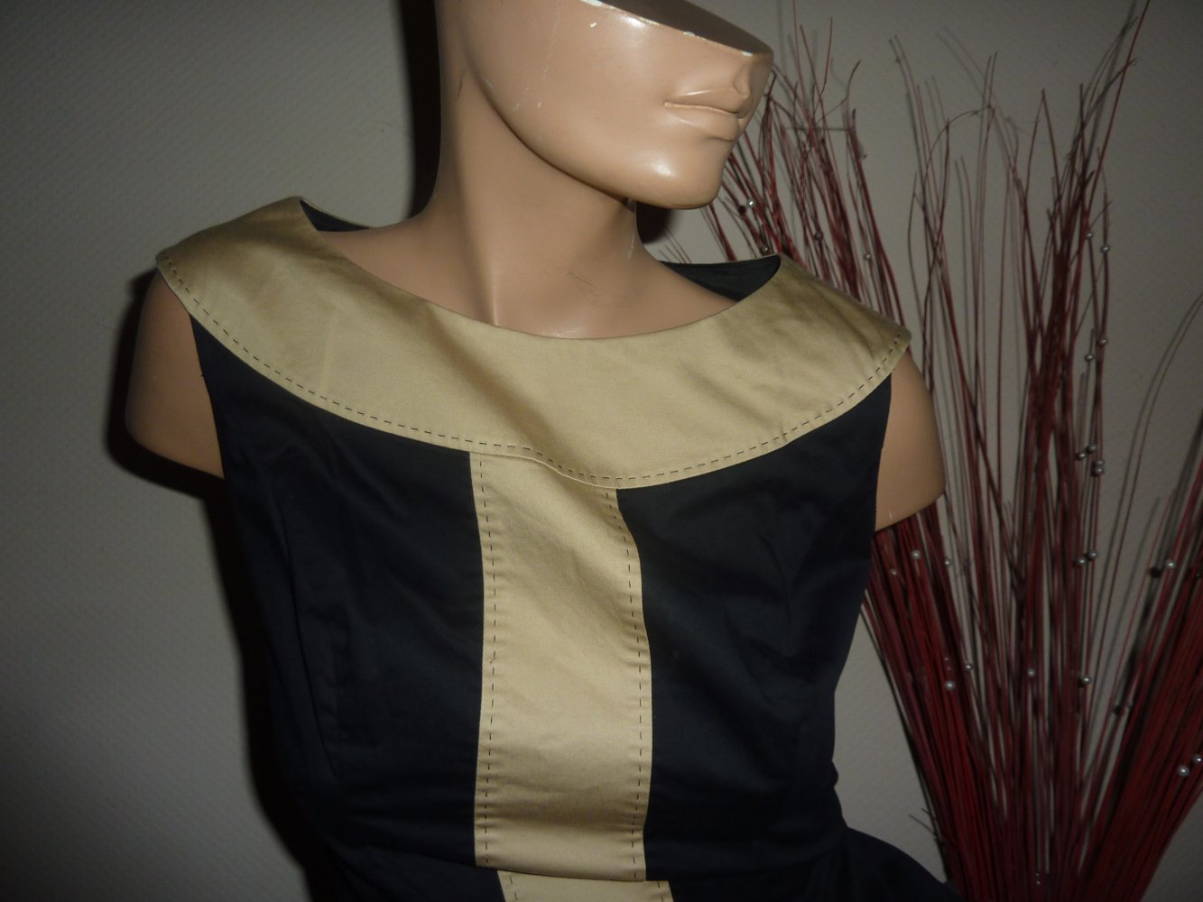 KLeid S 36 S.Oliver NEUwertig schwarz beige Etuikleid Coctailkleid Sommerkleid Baumwolle