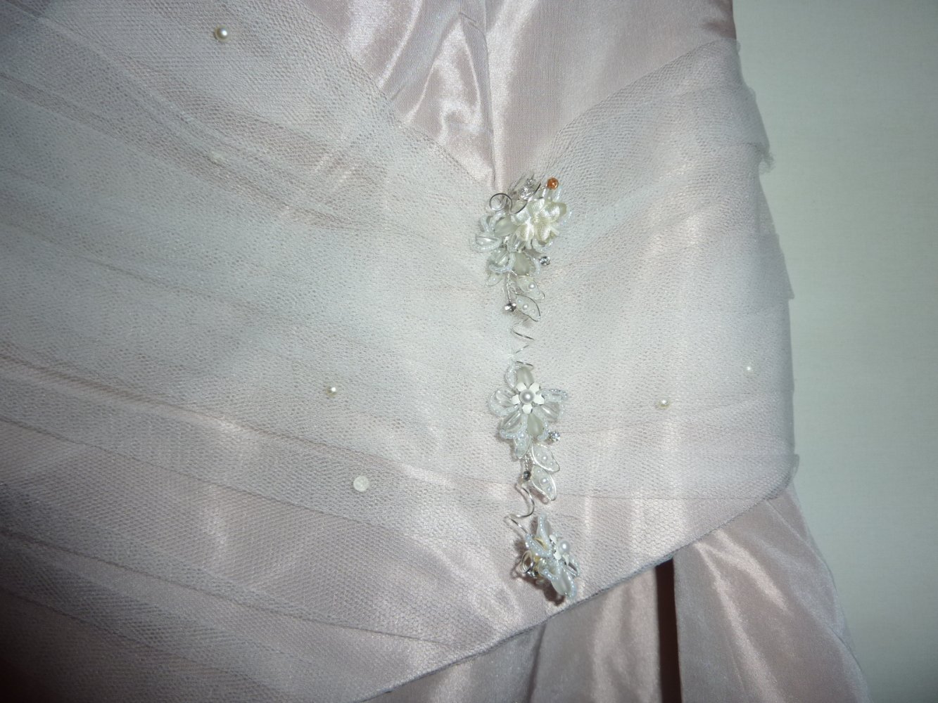 Abendkleid Brautkleid schlicht altrosa Crashtaft Gr. 42 L Individuell NP 690,-