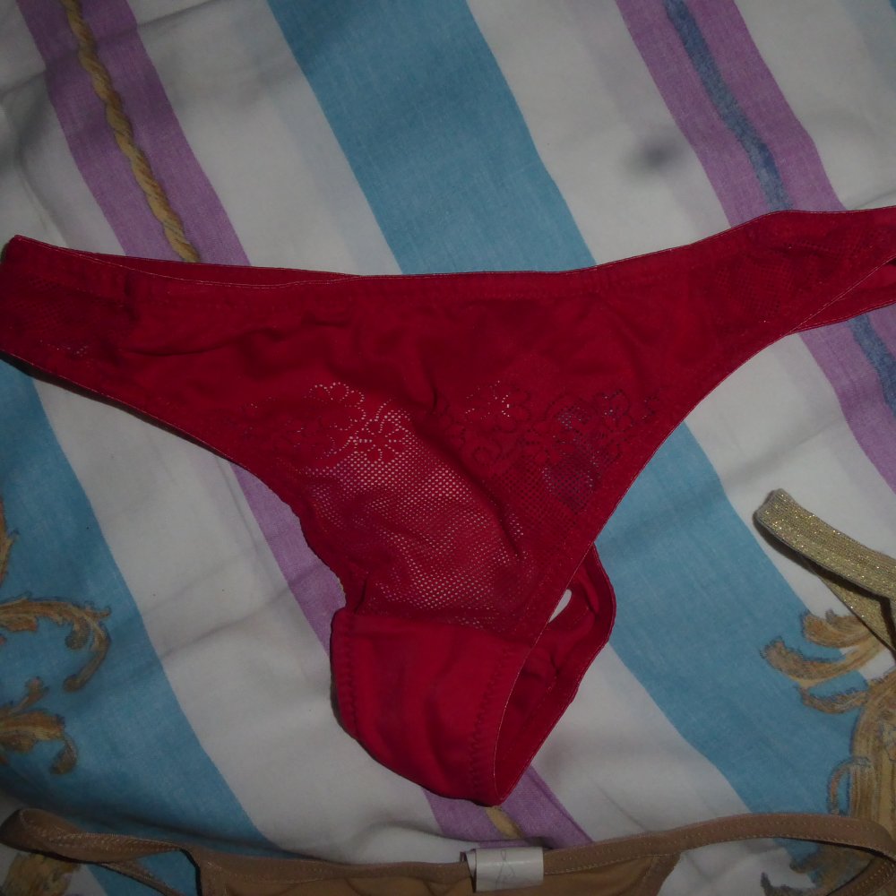 6 x String 36 38 S Tanga rot gold creme haut skin neuwertig