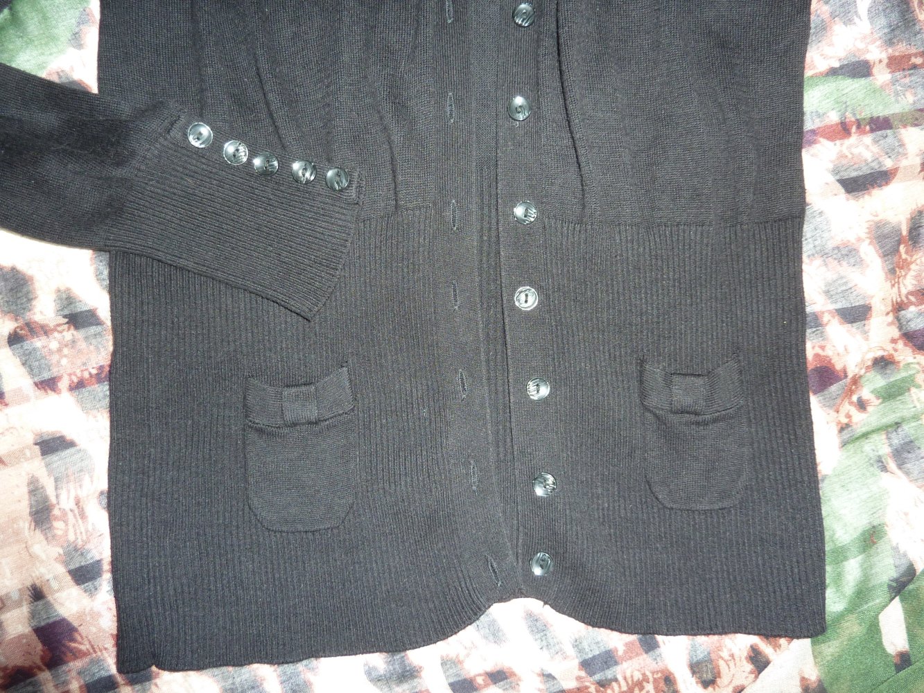 Damen Jacke Strickjacke Cardigan L 42 44 (46) schwarz Baumwolle Viskose Bleu Motion