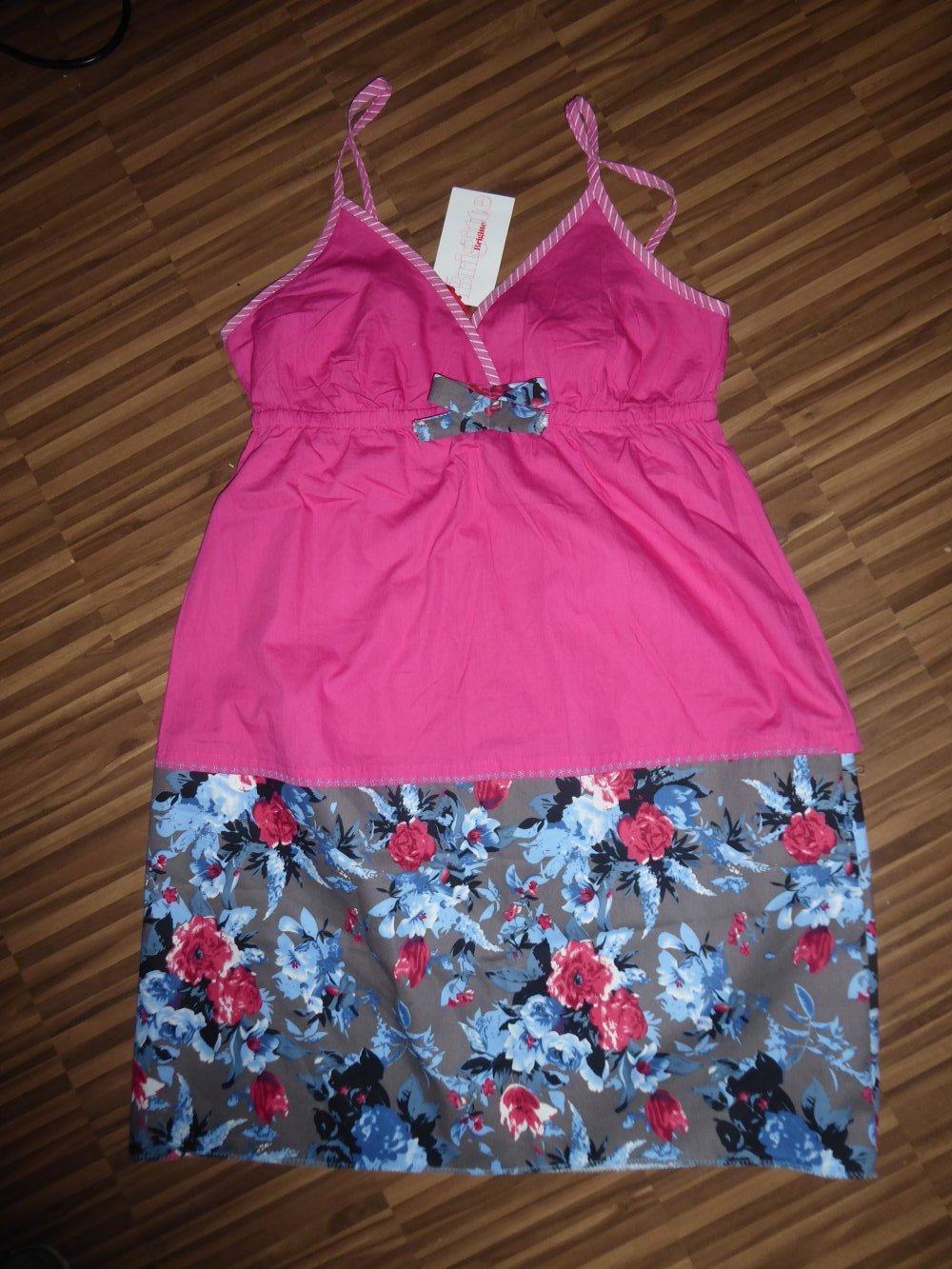 Kleid Sommerkleid Gr. 40 M 38 S NEU Trägerkleid Strandkleid Hängerchen pink blau Baumwolle