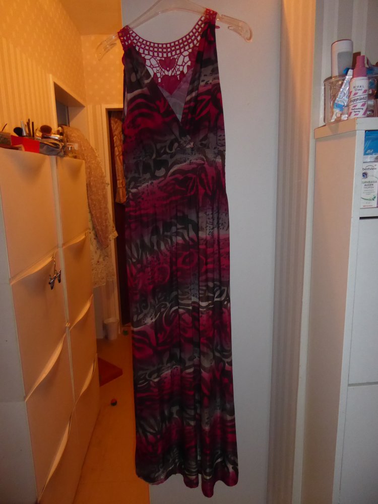 Kleid Sommerkleid Maxikleid 40 M rot braun Strech Jersey Fehler