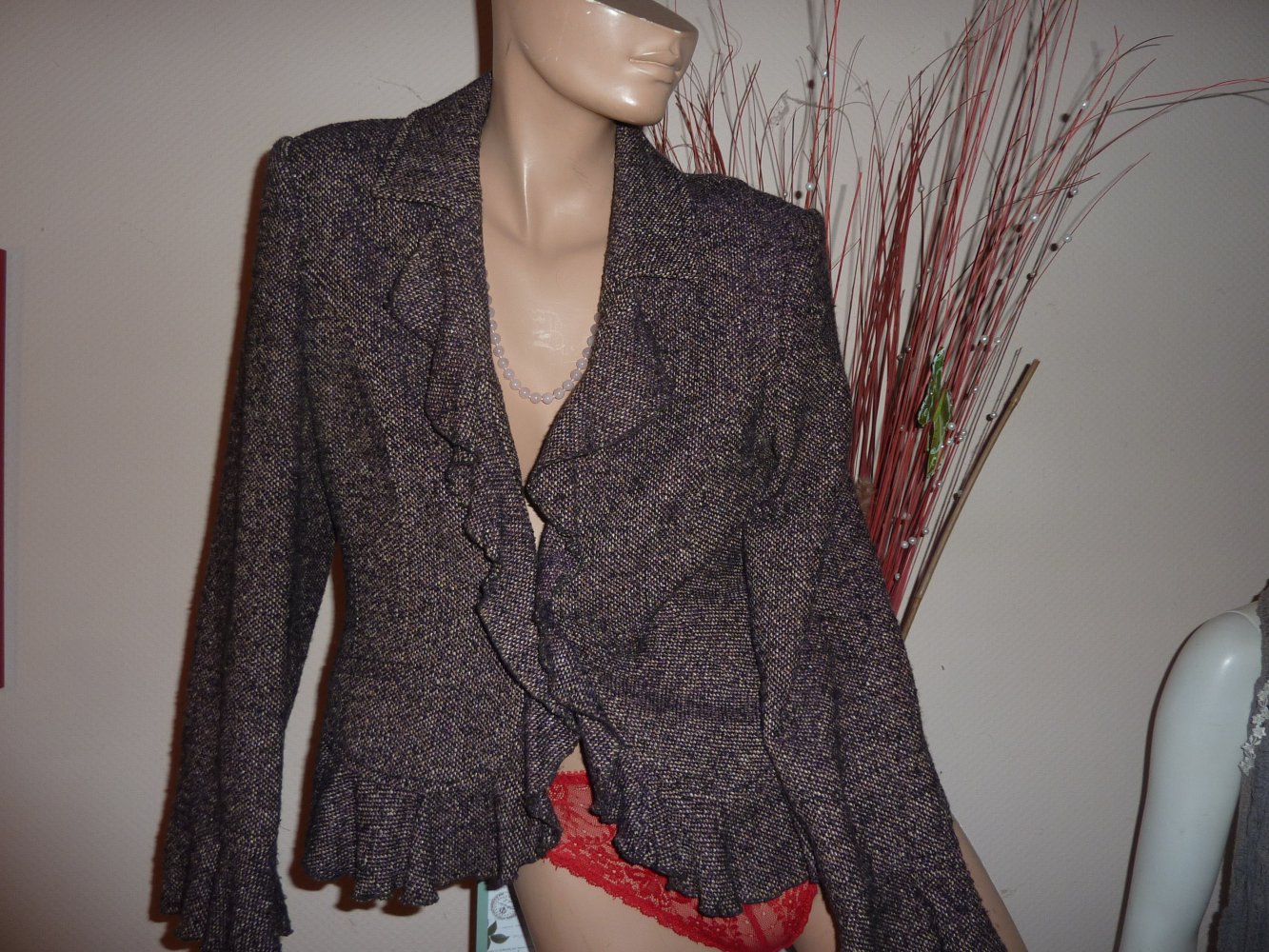 Damen Jacke 40 M Blazer braun Kurzjacke Kurzblazer mit etwas Wolle Boutique