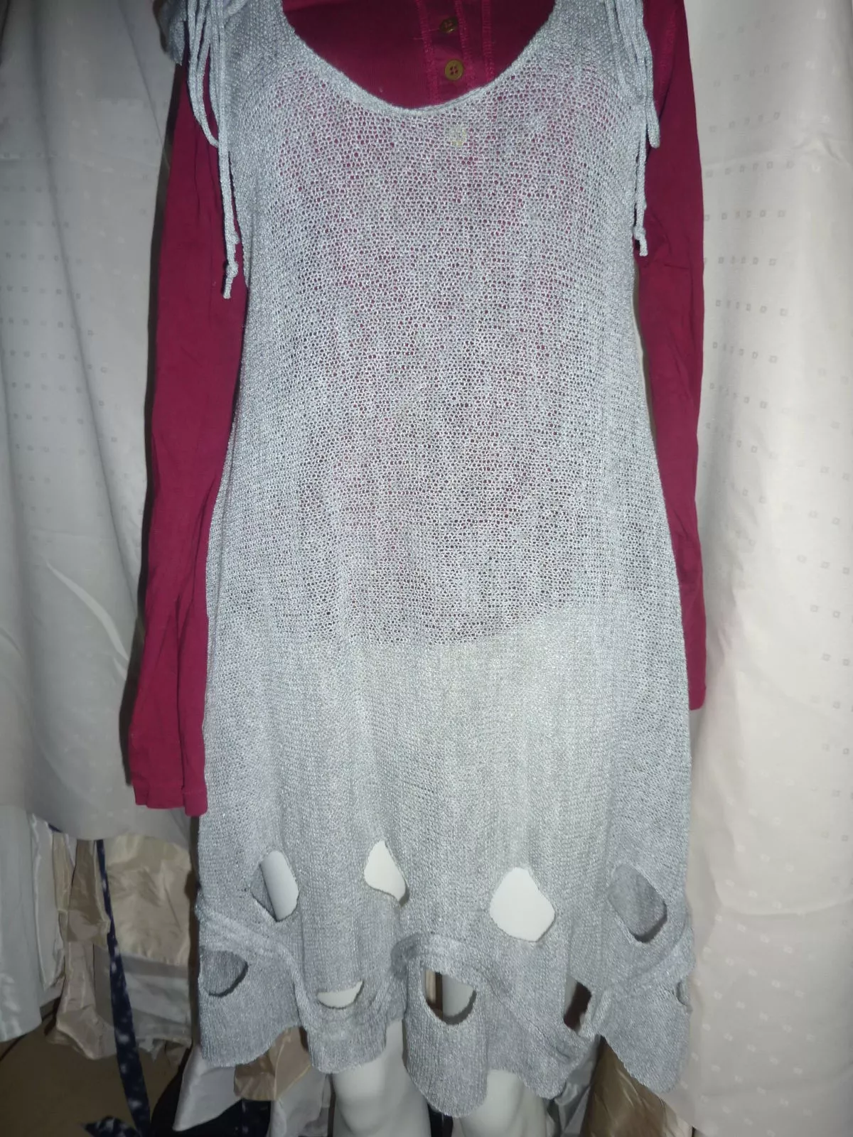 Winterkled NEU Gr 38 40 S M grau Kleid modern Tunika Wollkleid Strickkleid