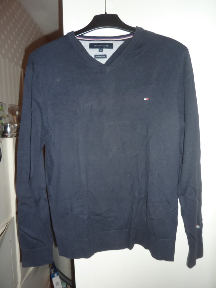 Herren Pullover Tommy Hilfiger M 48 50 dunkel blau Pulli Baumwolle Brust ca 57 cm