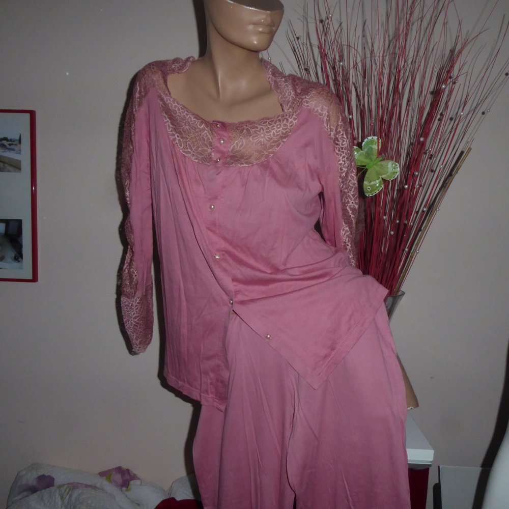 Damen Pyjama 38 wie 40 Schlafanzug Garnitur Schlafhemd Schlafhose NAchtwäsche Charmor NP 119