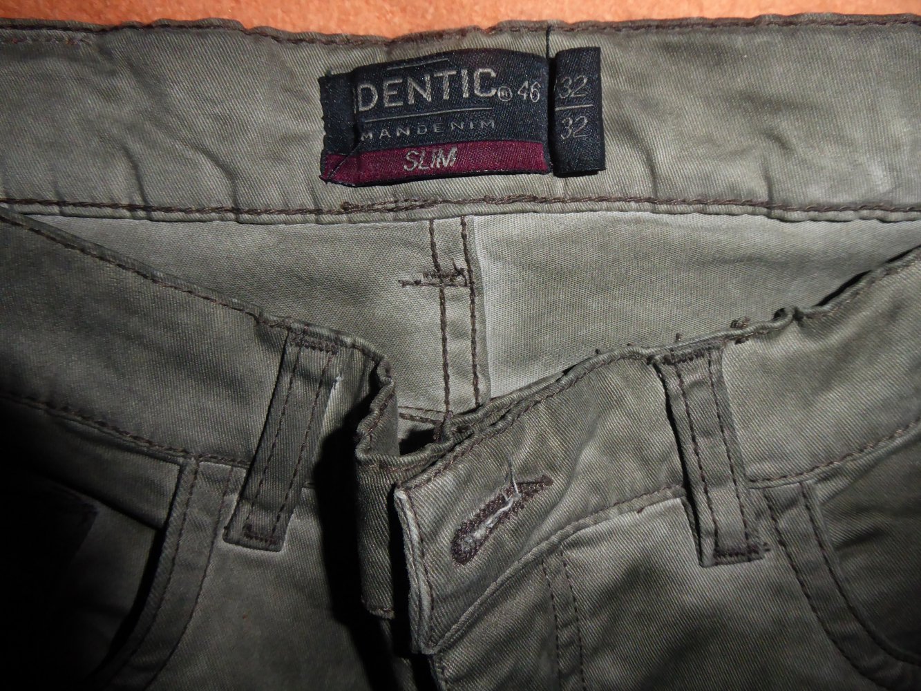 Herren Hose oliv khaki 46 W32 L32 Indentic slim Baumwolle Sommerhose 