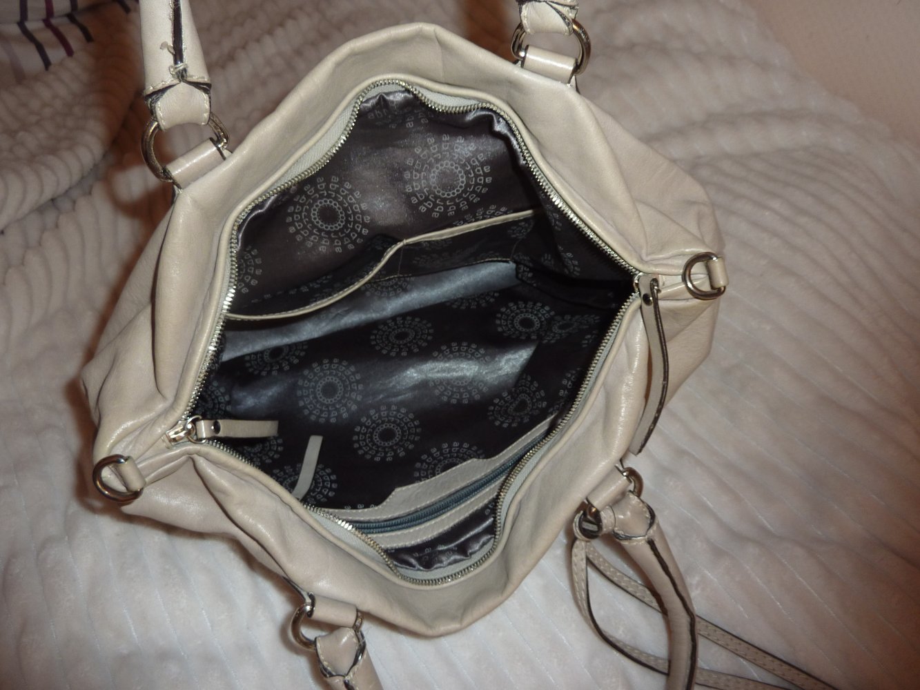 ABRO Tasche Handtasche Leder grau schlicht Umhängetasche Tragetasche Shopper