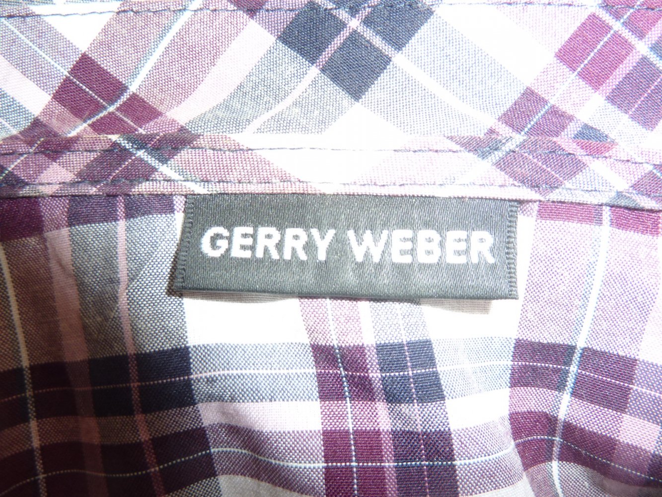 Damen Original Gerry WEBER Bluse Gr. 44 L XL beere schwarz Caro Brust 60 cm BW