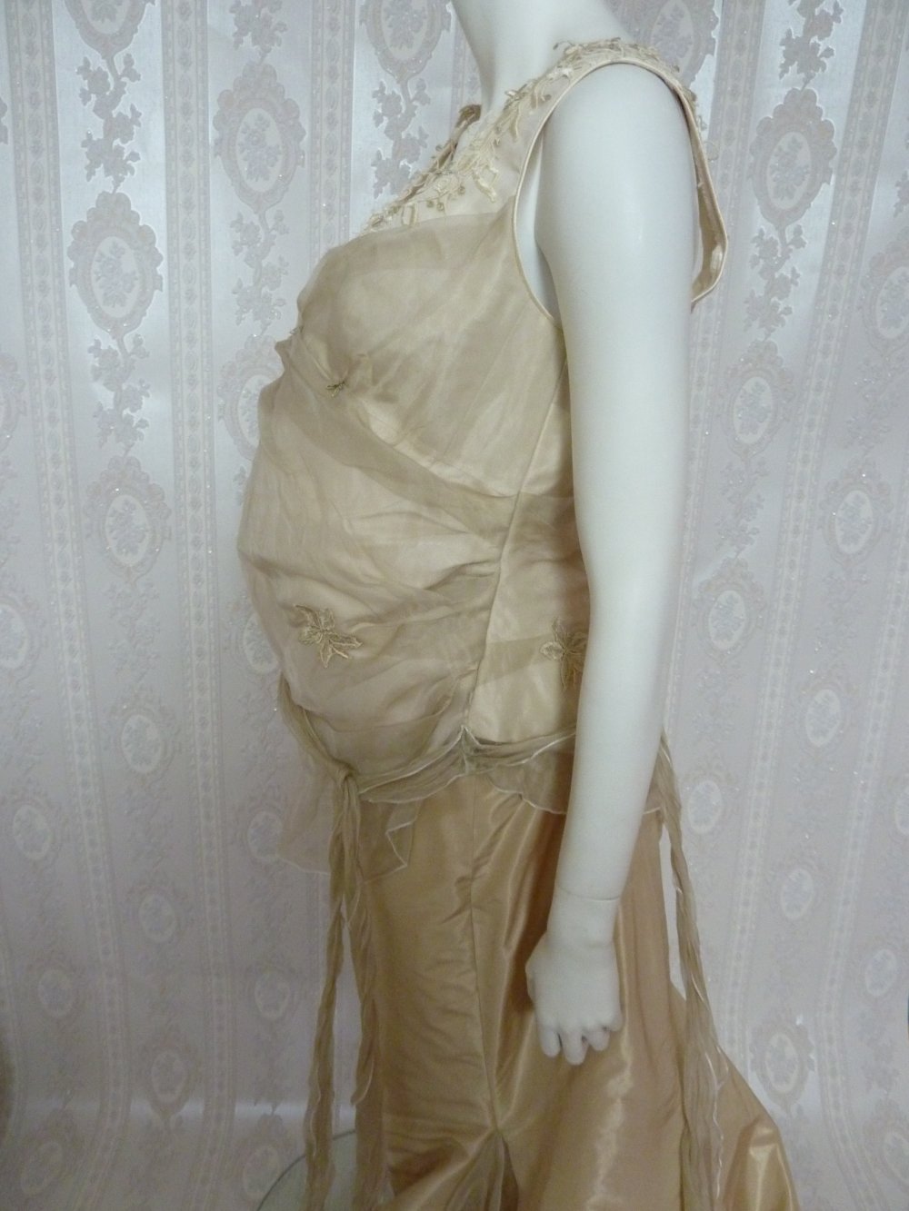 Umstandskleid festlich Brautkleid Umstand NEU Gr. 40 M cappuccino Schwanger Hochzeitskleid beige 