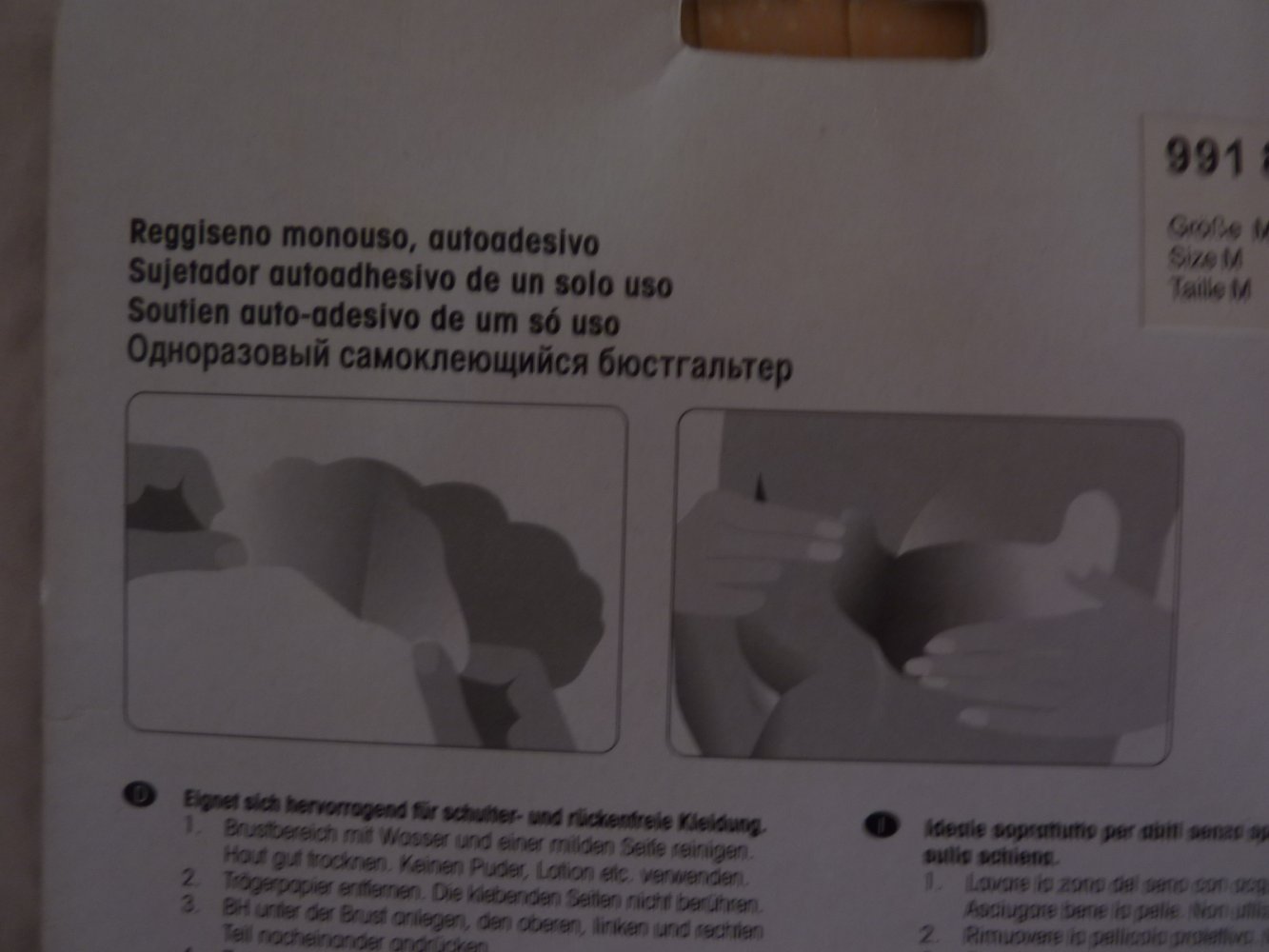 3x2 Einmal Klebe BH selbstklebend Cup B Größe M rückenfrei trägerlos natur haut beige