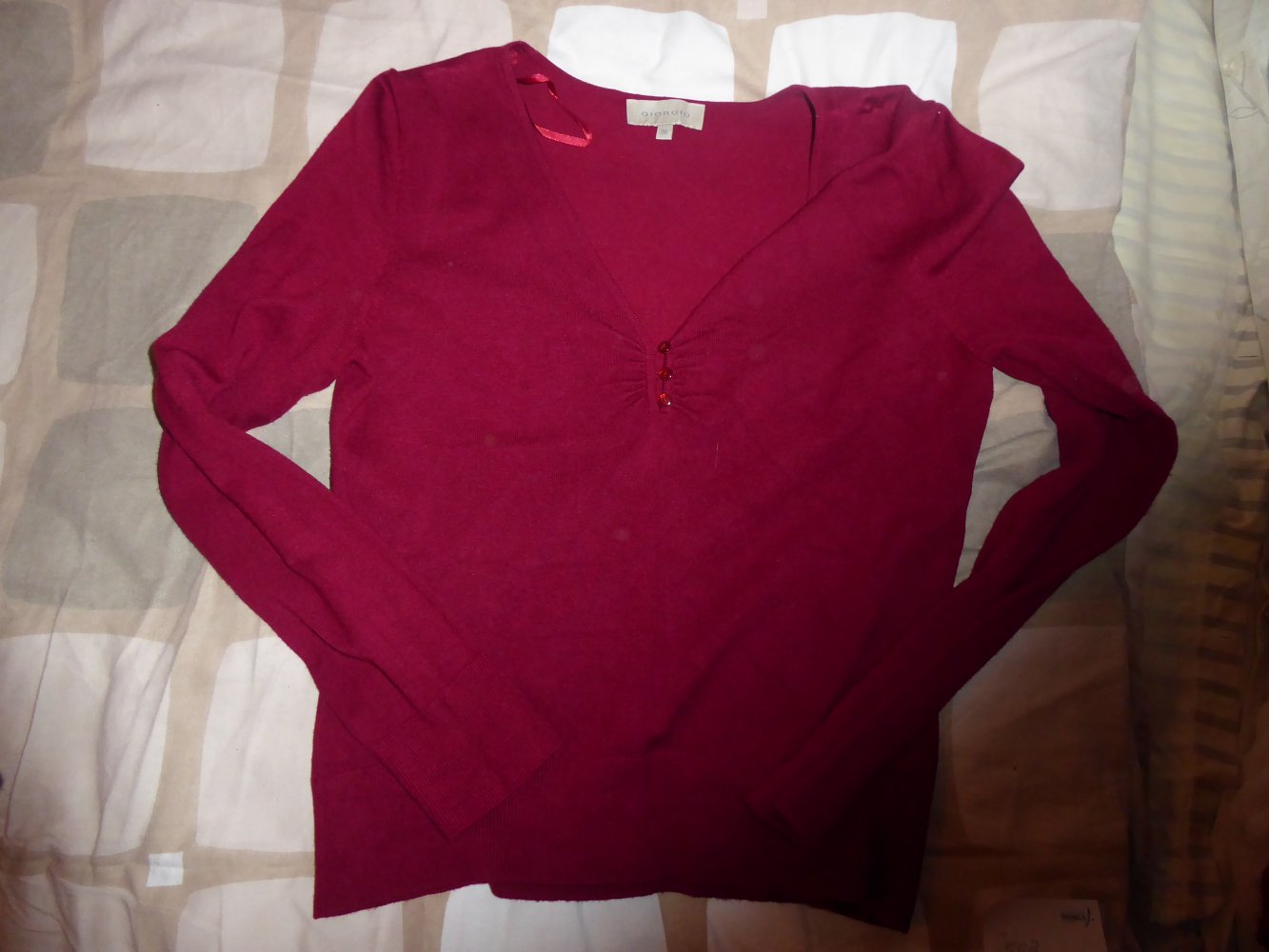 Damen Pullover S 36 evtl 38 rot weinrot bordeaux Feinstrick Pulli mit Viskose Giorgio