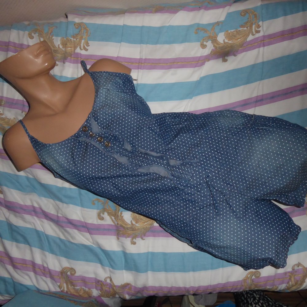 Overall Jumsuit Cutsuit Einteiler JeansOverall Short kurz Dots blau 40 M Orsay