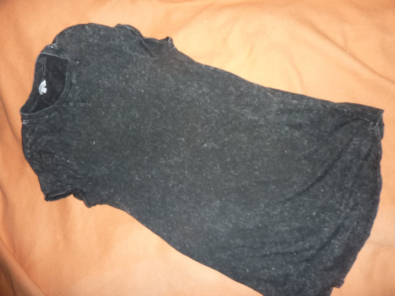 Damen Longshirt NEU S 38 wie M 40 schwarz Waschung Baumwolle Minikleid Shirt