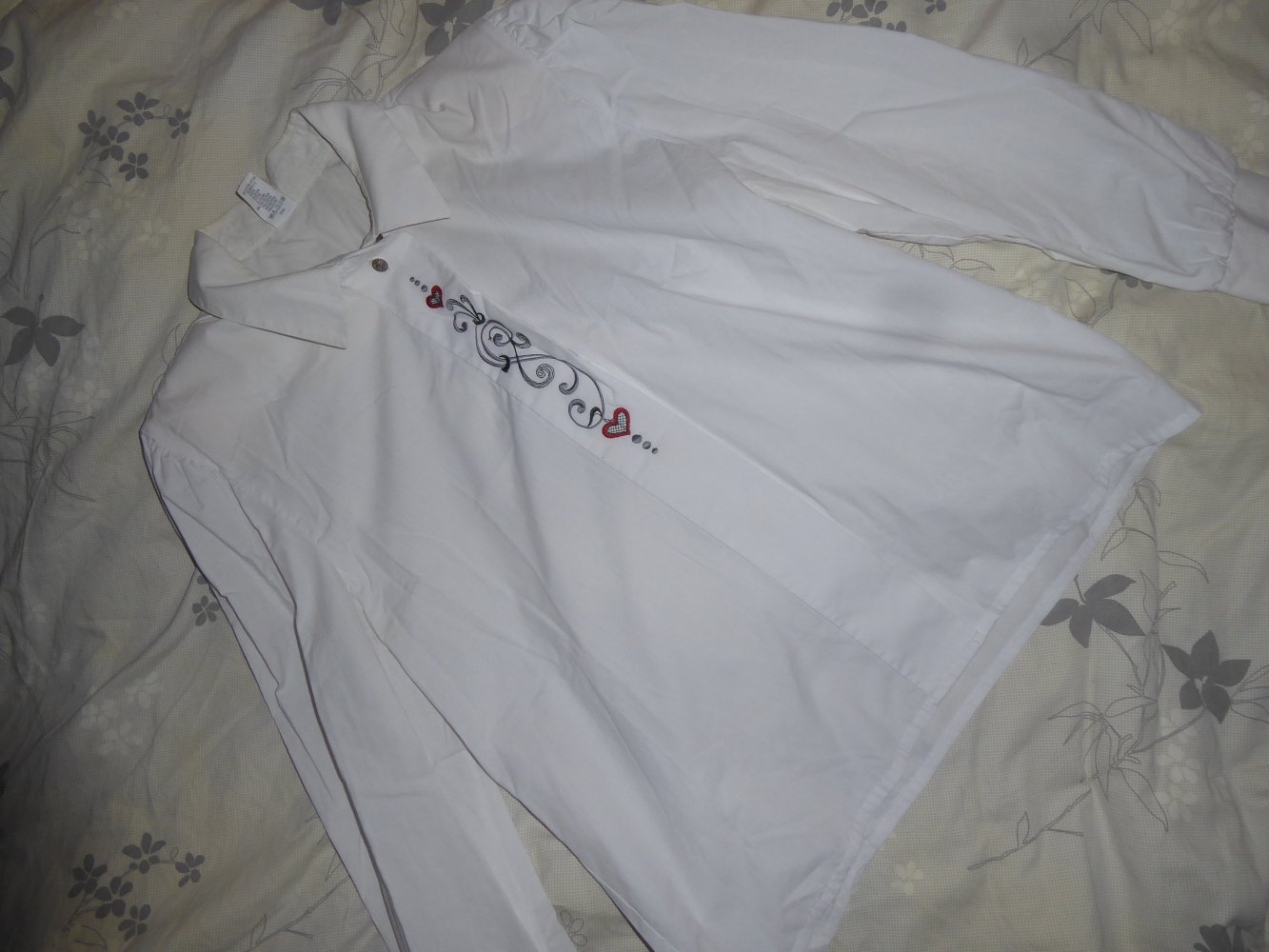 TRachten Bluse Hemd 42 weiß Landhausbluse Oktoberfest Tracht mit Baumwolle langarm