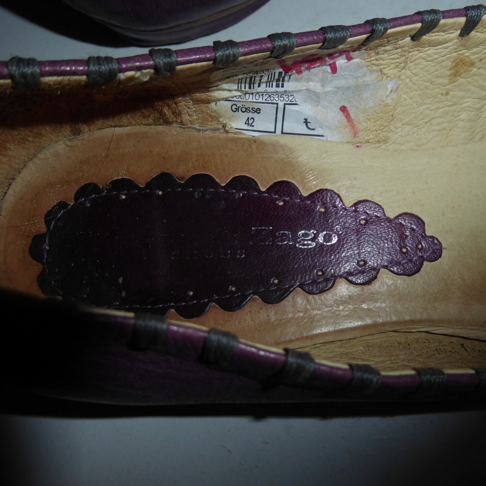 Damen Leder Balerina 42 lila Schuhe Halbschuhe Lederschuhe Zanon & Zago